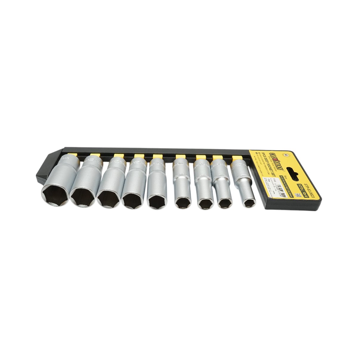 Set 9 chei tubulare lungi 10-24mm, patrat 1/2 inch, material Cr-V 50BV30 Crownman